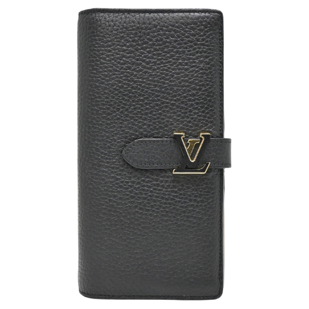Louis Vuitton Vertical Wallet, Women's Long M81330, Taurillon Noir (Black)